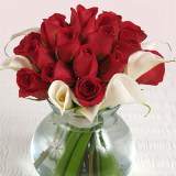 (BDx10) Red Roses and Calla Lilies 3 Table Centerpiece For Delivery to White_Plains, New_York