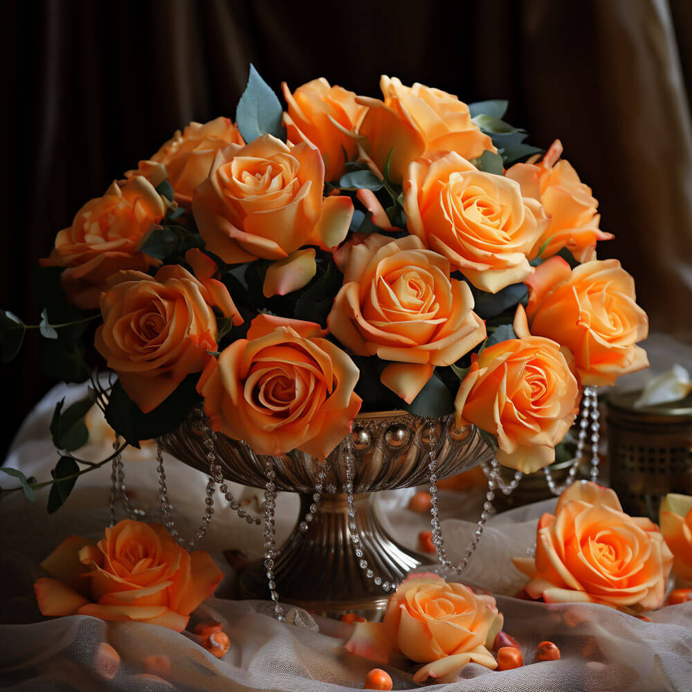 (BDx20) CP Romantic Orange Roses 6 Centerpieces For Delivery to North_Carolina