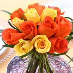 Vibrant Wedding Rose Centerpieces Yellow & Orange Roses | GlobalRose