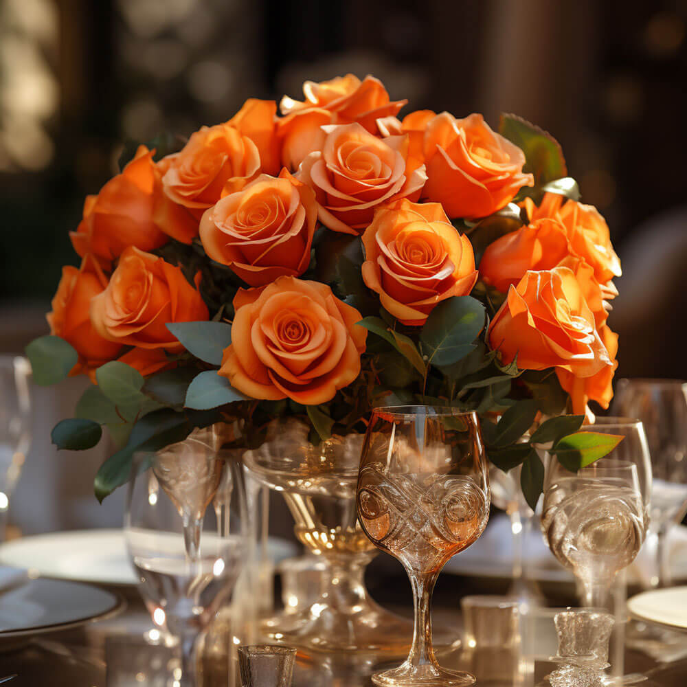 (BDx10) Royal Orange Roses Table Centerpiece For Delivery to San_Angelo, Texas