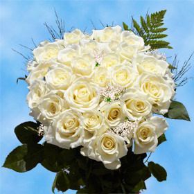 24 White Roses with Fillers